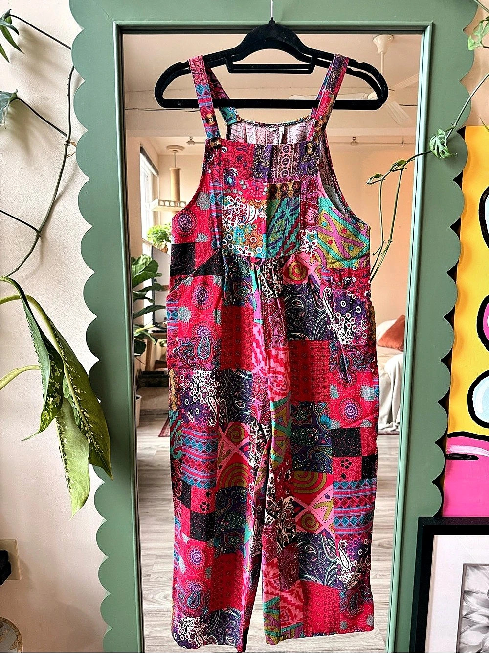 Paisley Patchwork Jumpsuit in Pink & Multicolor Good Condition